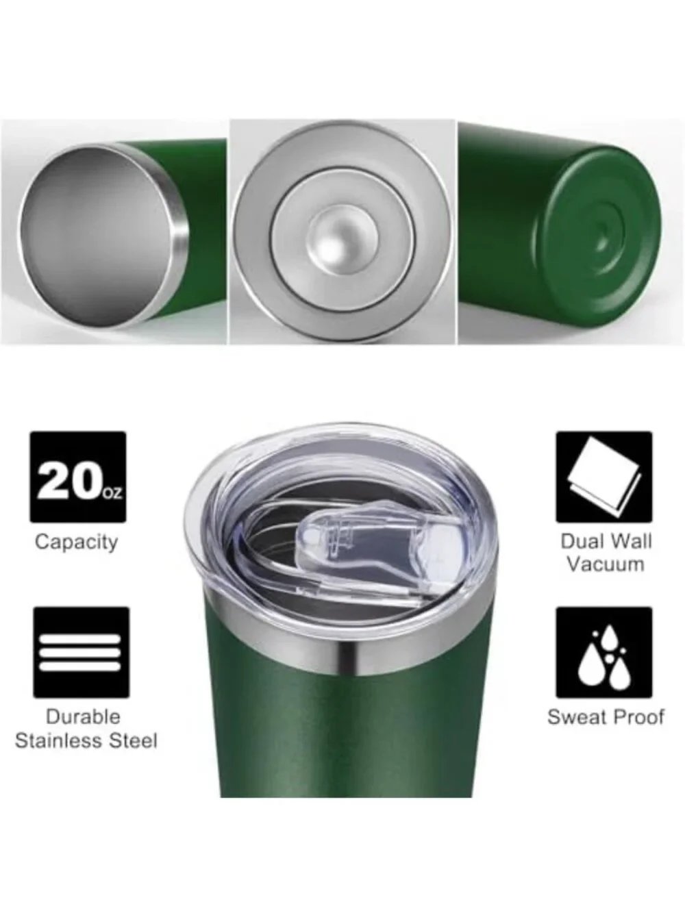 20 oz Vacuum Insulated Skinny Tumblers - 6 Pack, Double Wall Coffee Mug & Straw